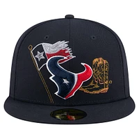 Men's New Era Navy Houston Texans State Stitch 59FIFTY Fitted Hat