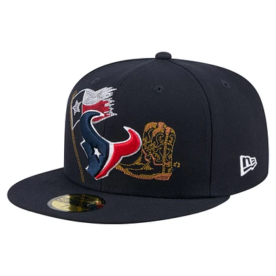 Men's New Era Navy Houston Texans State Stitch 59FIFTY Fitted Hat