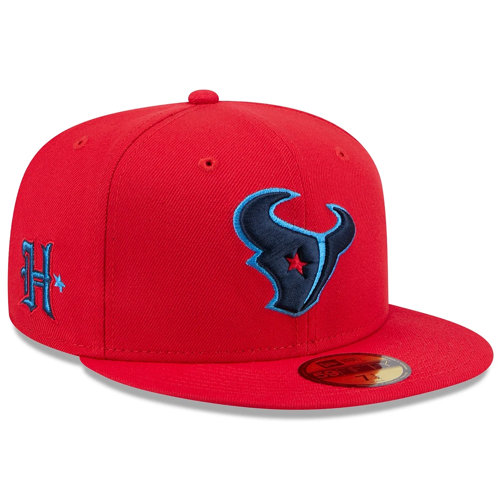 Casquette ajustée New Era Houston Texans Omaha 59FIFTY rouge pour hommes