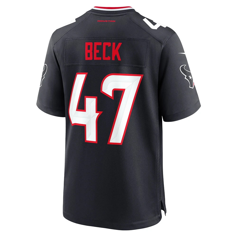 Men's Nike Andrew Beck  Navy Houston Texans Team Game Jersey