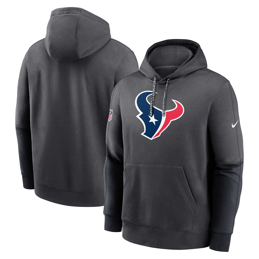 Men's Nike Anthracite Houston Texans 2024 Sideline Club Pullover Hoodie