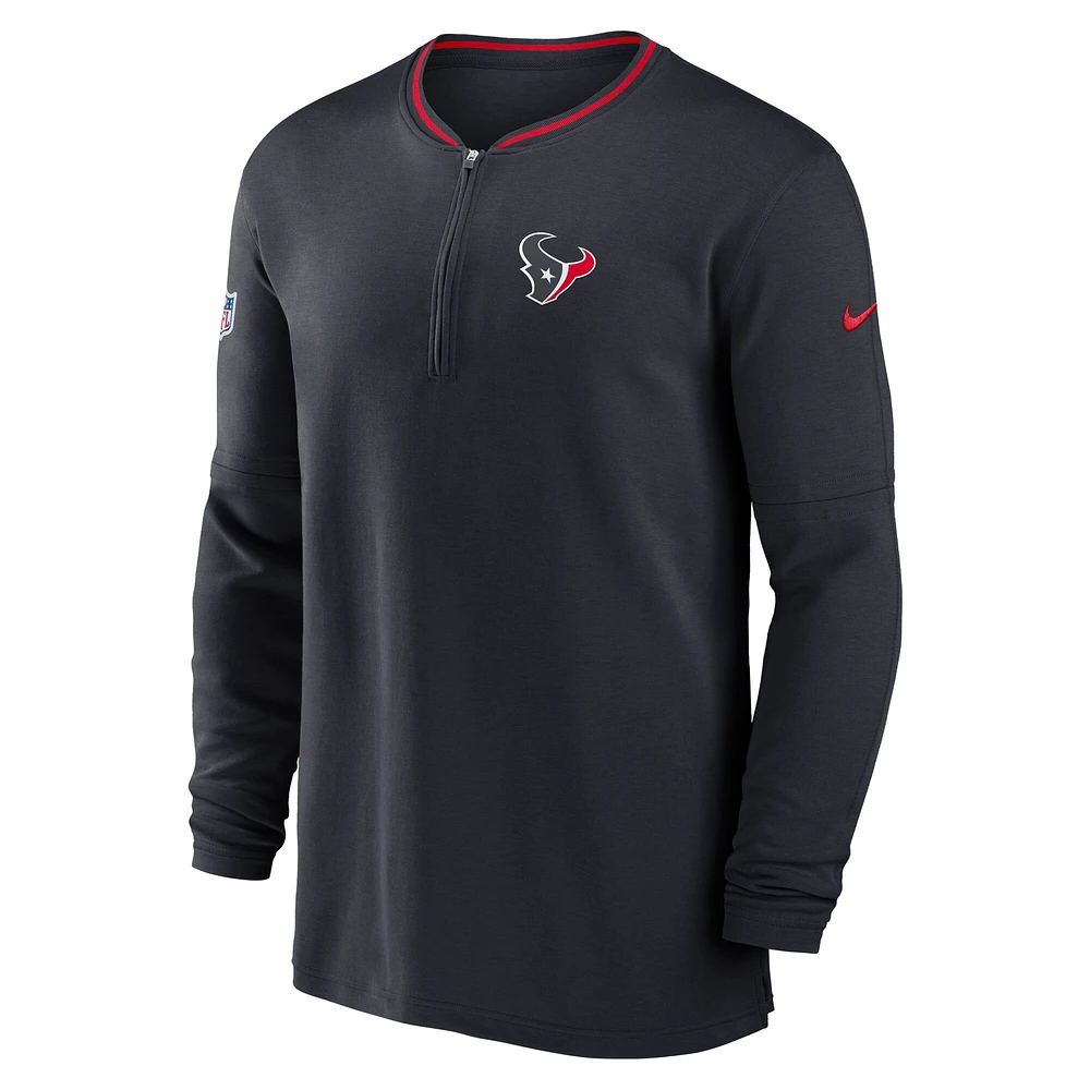 Sweat-shirt Nike noir à demi-zip pour homme des Houston Texans Coach