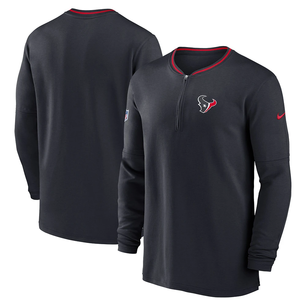Sweat-shirt Nike noir à demi-zip pour homme des Houston Texans Coach
