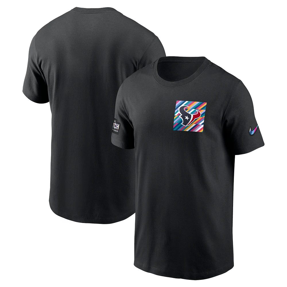 T-shirt Nike noir Houston Texans Crucial Catch Sideline Tri-Blend pour homme