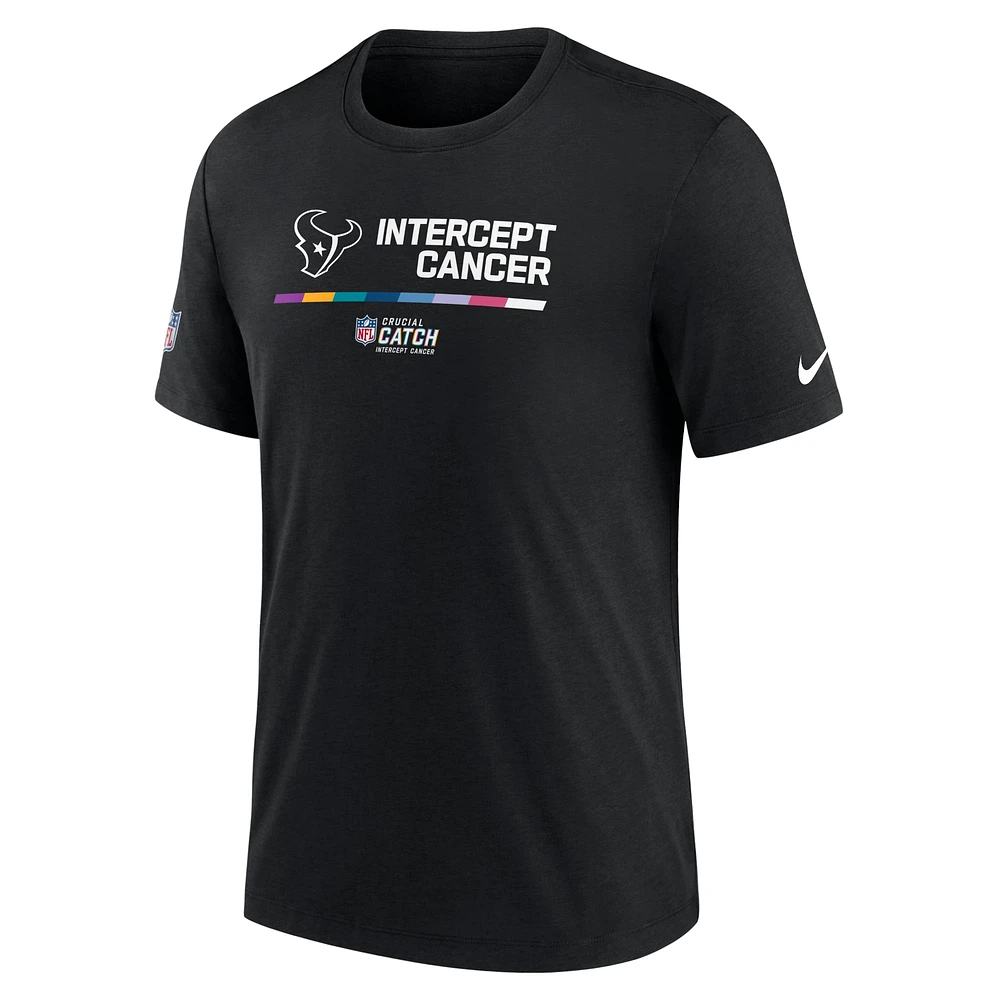 T-shirt de performance NFL Crucial Catch Nike noir pour homme des Houston Texans