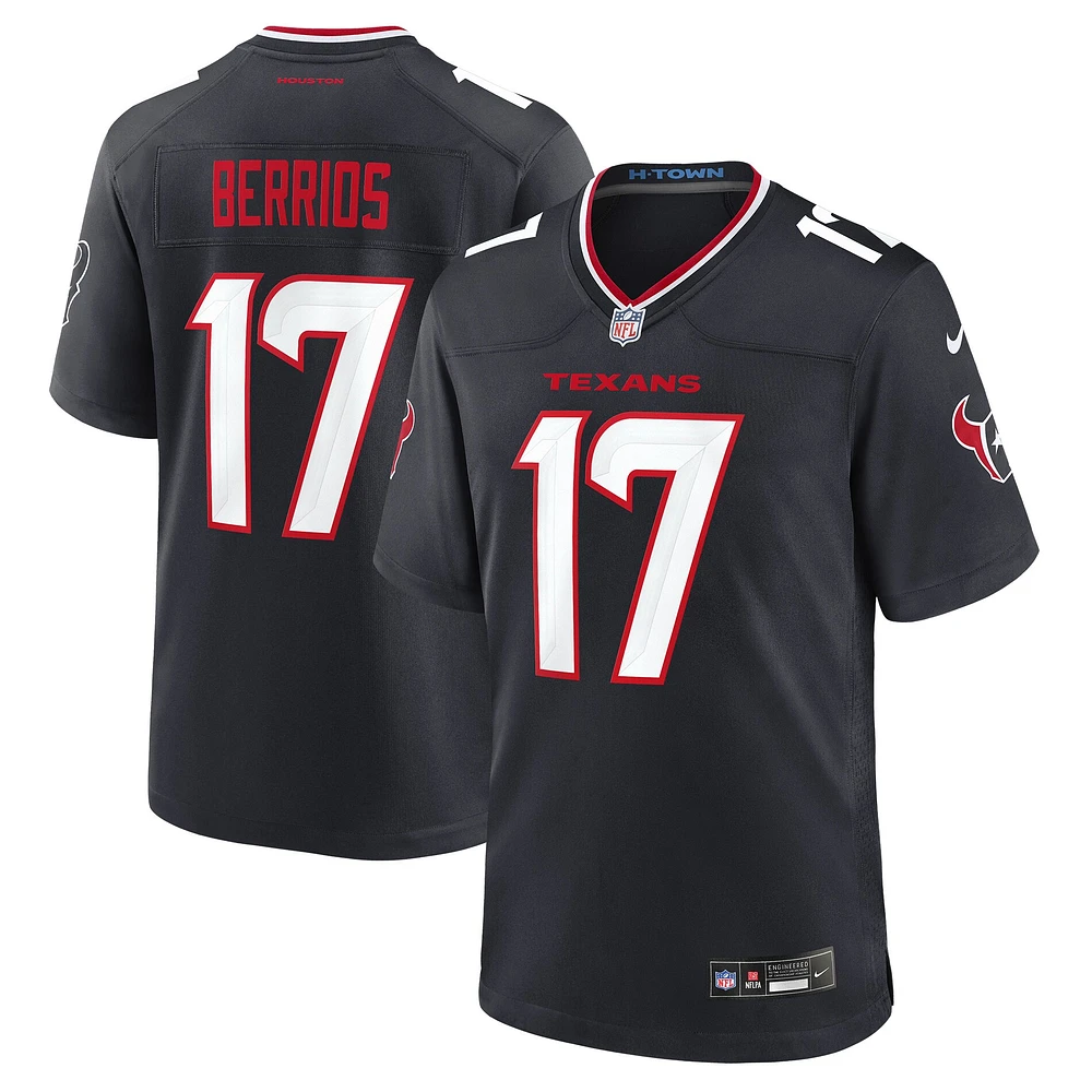 Maillot Nike Braxton Berrios bleu marine pour homme, équipe des Houston Texans
