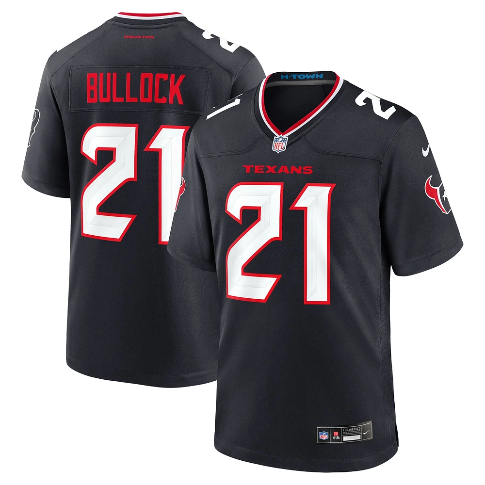 Maillot de match Nike Calen Bullock bleu marine pour homme des Houston Texans