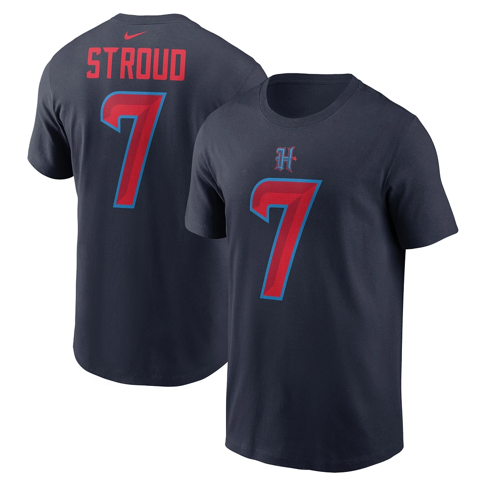 T-shirt avec nom et numéro des Houston Texans Nike C.J. Stroud pour homme, bleu marine