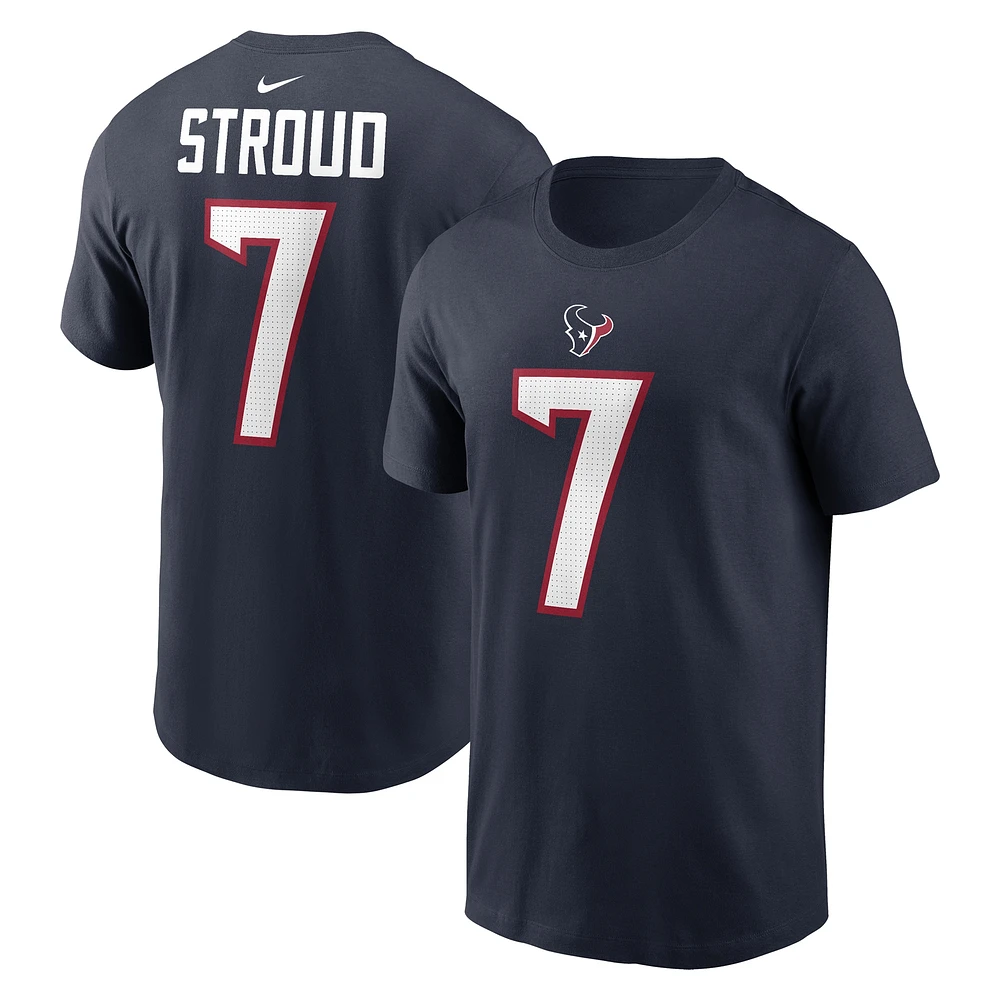 T-shirt Nike C.J. Stroud bleu marine avec nom et numéro de joueur des Houston Texans pour homme