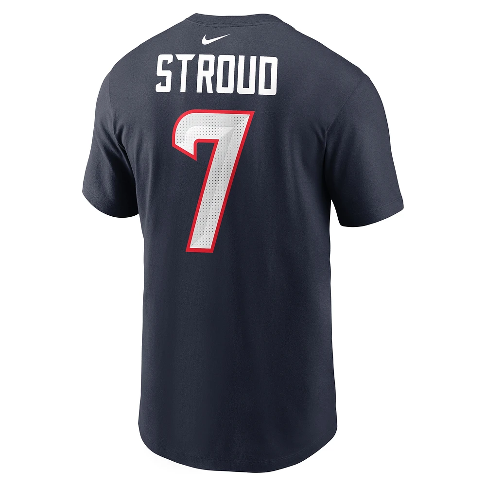 T-shirt avec nom et numéro de joueur des Houston Texans Nike C.J. Stroud pour homme, bleu marine