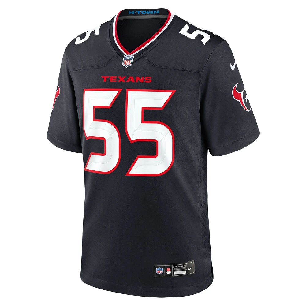 Maillot de match l'équipe des Houston Texans Nike Danielle Hunter pour homme, bleu marine