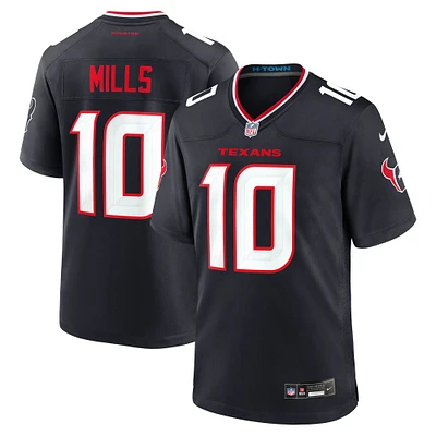 Maillot de match Nike Davis Mills bleu marine pour homme des Houston Texans