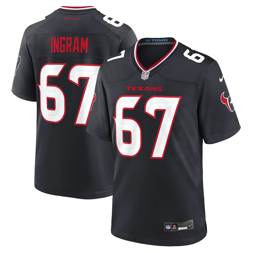 Men's Nike Ed Ingram  Navy Houston Texans Team Game Jersey