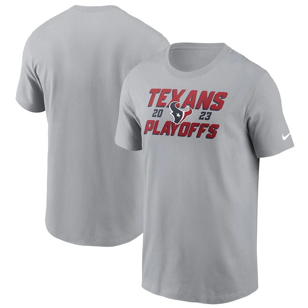 T-shirt emblématique Nike gris Houston Texans 2023 NFL Playoffs pour homme