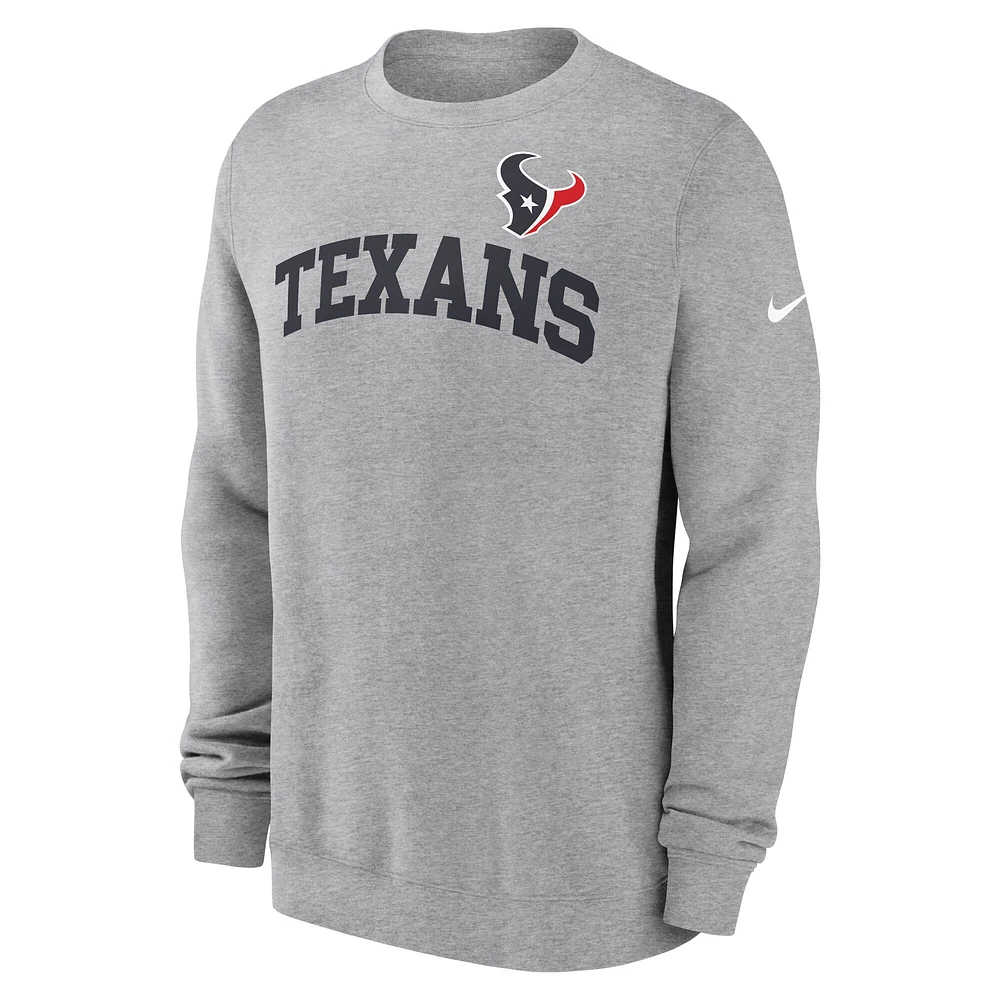 Men's Nike Heather Gray Houston Texans Club Pullover Sweatshirt