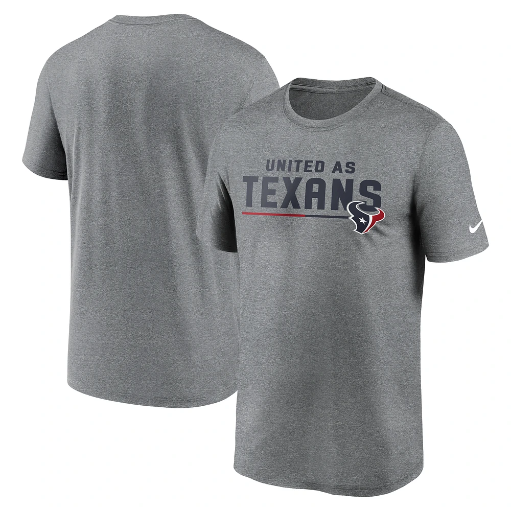 T-shirt Nike gris chiné Houston Texans Legend Team Shoutout Performance pour homme