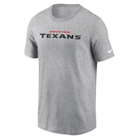 Men's Nike Heather Gray Houston Texans Primetime Wordmark Essential T-Shirt