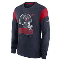 Men's Nike Heather Navy Houston Texans Rewind Playback Helmet Long Sleeve T-Shirt