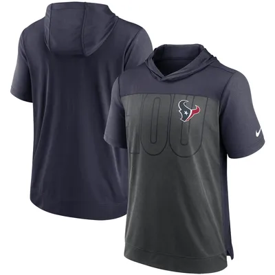 T-shirt à capuche Houston Texans Performance Nike pour homme, anthracite chiné/bleu marine