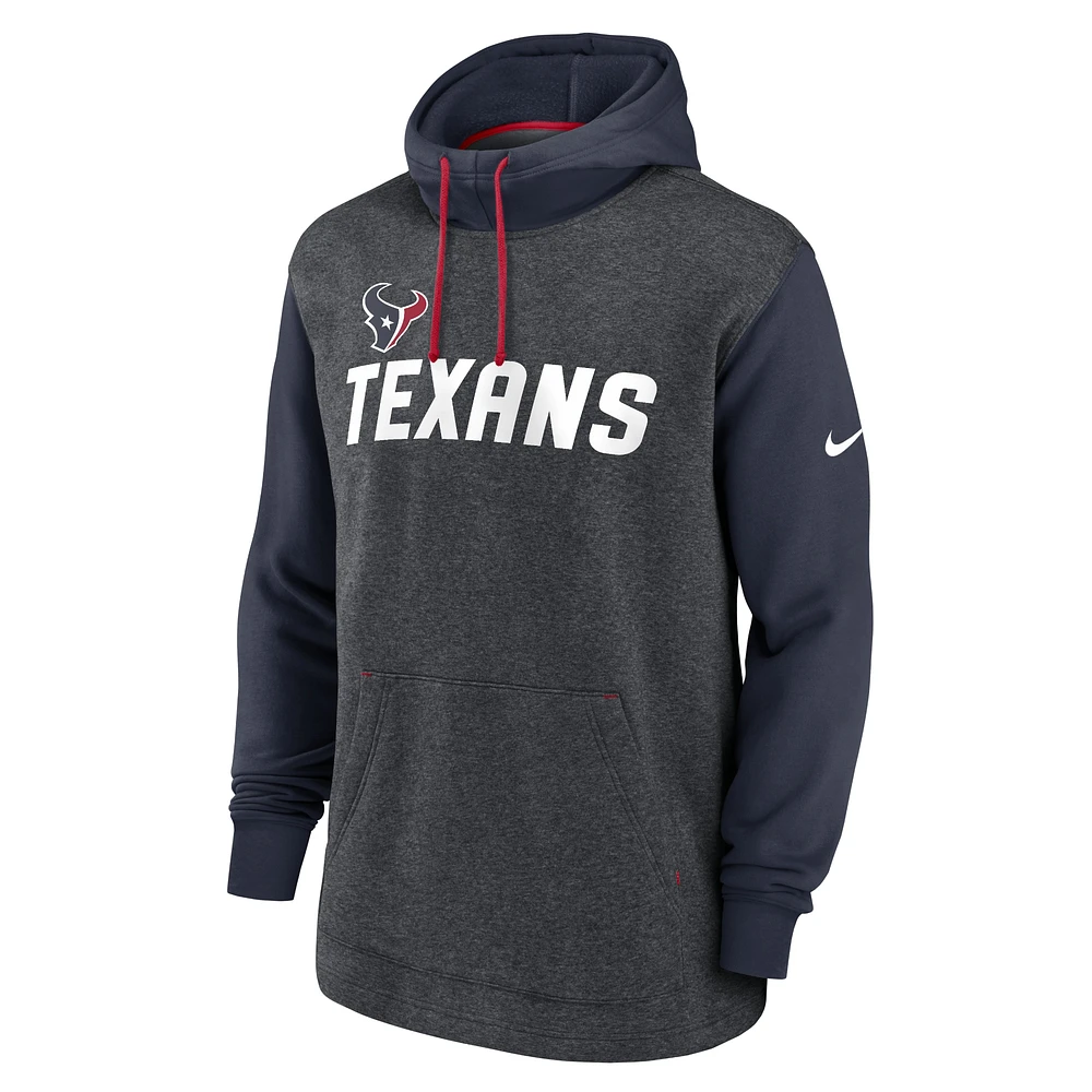 Men's Nike Heathered Charcoal/Navy Houston Texans Surrey Legacy Pullover Hoodie