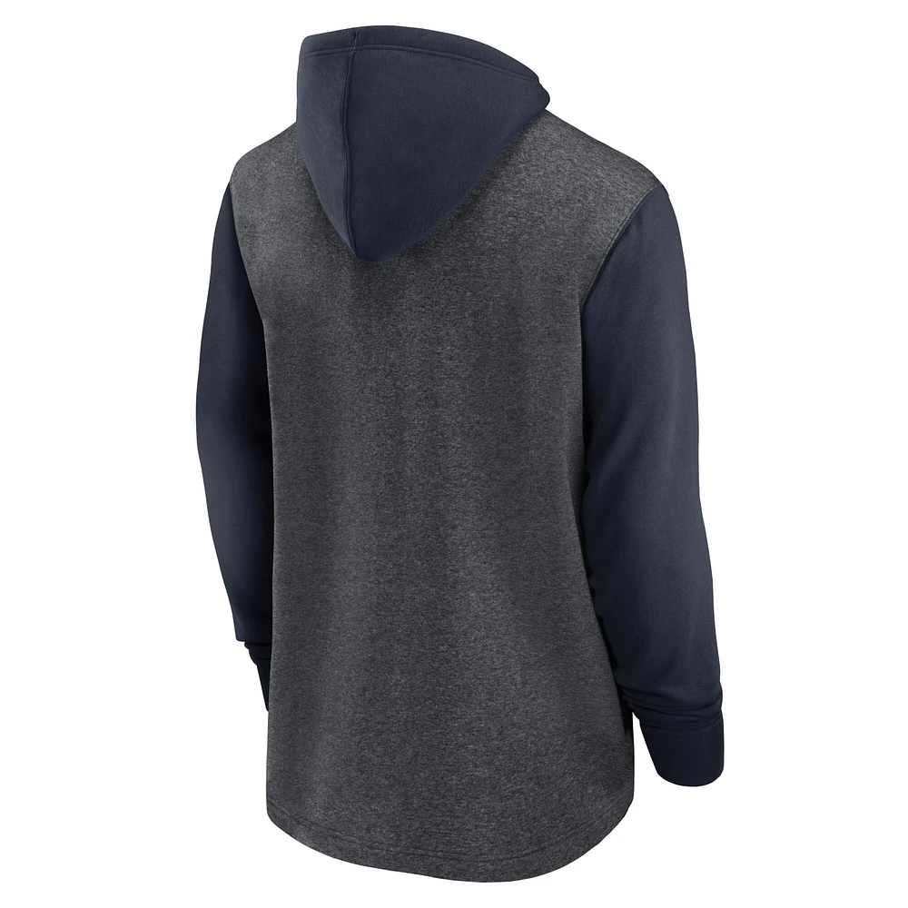 Men's Nike Heathered Charcoal/Navy Houston Texans Surrey Legacy Pullover Hoodie