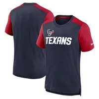 T-shirt avec nom de l'équipe Nike Houston Texans color block bleu marine chiné/rouge chiné pour homme
