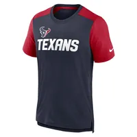T-shirt avec nom de l'équipe Nike Houston Texans color block bleu marine chiné/rouge chiné pour homme