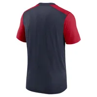 T-shirt avec nom de l'équipe Nike Houston Texans color block bleu marine chiné/rouge chiné pour homme