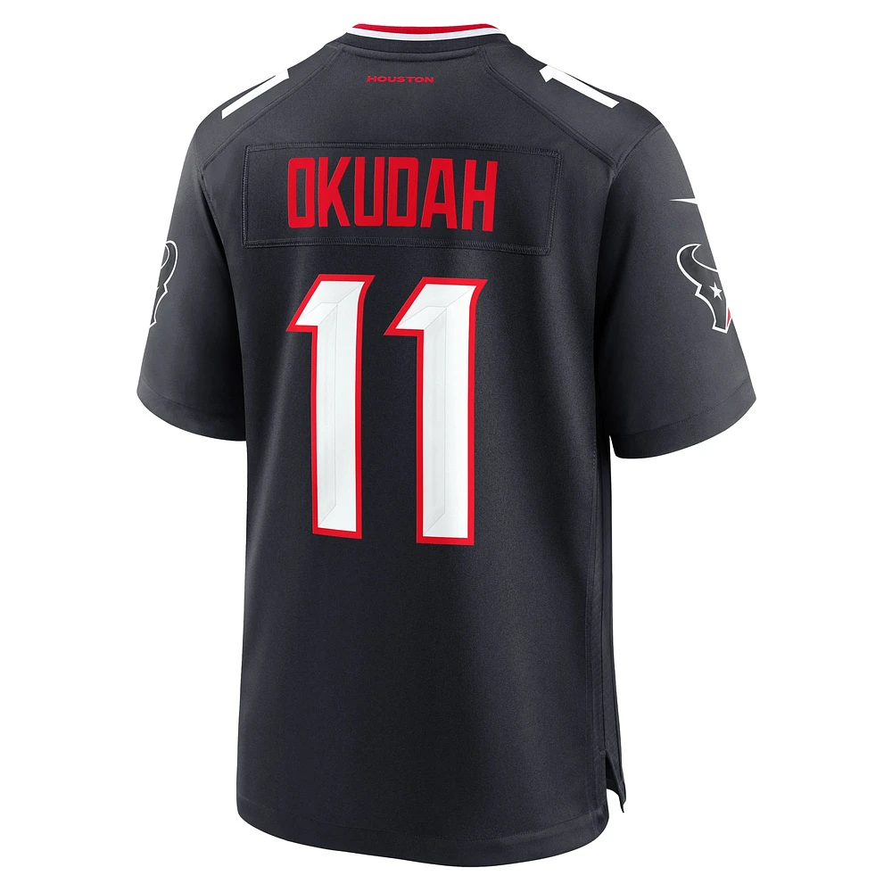 Maillot de match l'équipe des Houston Texans Nike Jeff Okudah pour homme, bleu marine