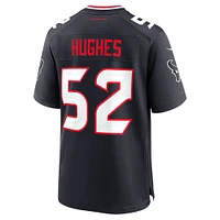 Maillot de match Nike Jerry Hughes bleu marine pour homme des Houston Texans