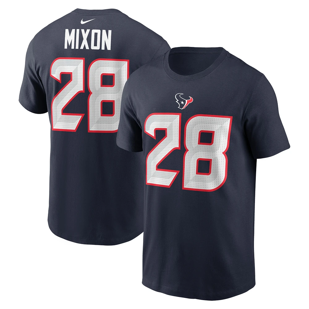 T-shirt Nike Joe Mixon pour hommes, bleu marine, nom et numéro du joueur des Houston Texans