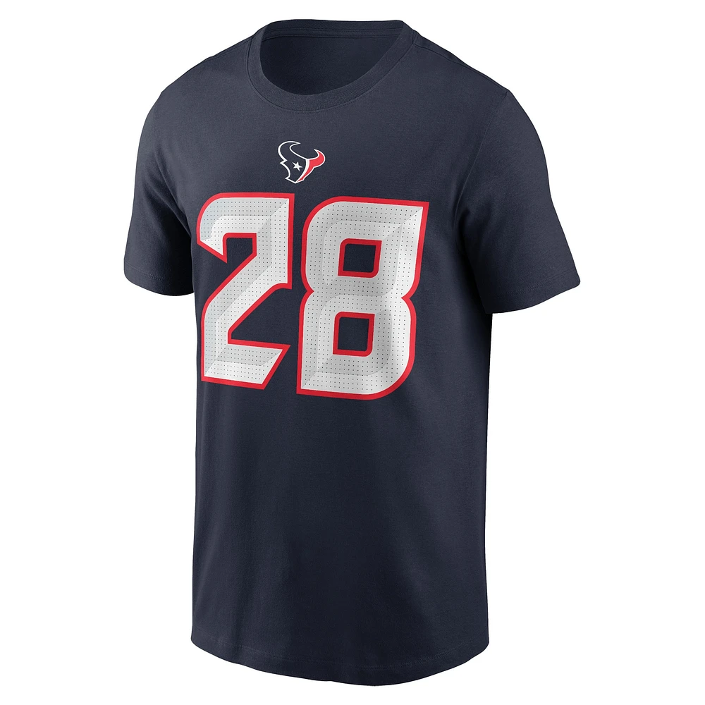 T-shirt Nike Joe Mixon pour hommes, bleu marine, nom et numéro du joueur des Houston Texans