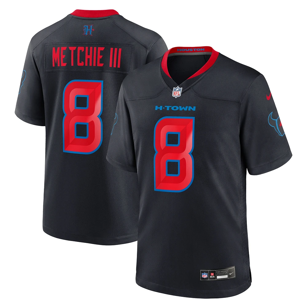 Maillot Nike John Metchie III bleu marine pour homme, deuxième match alternatif des Houston Texans