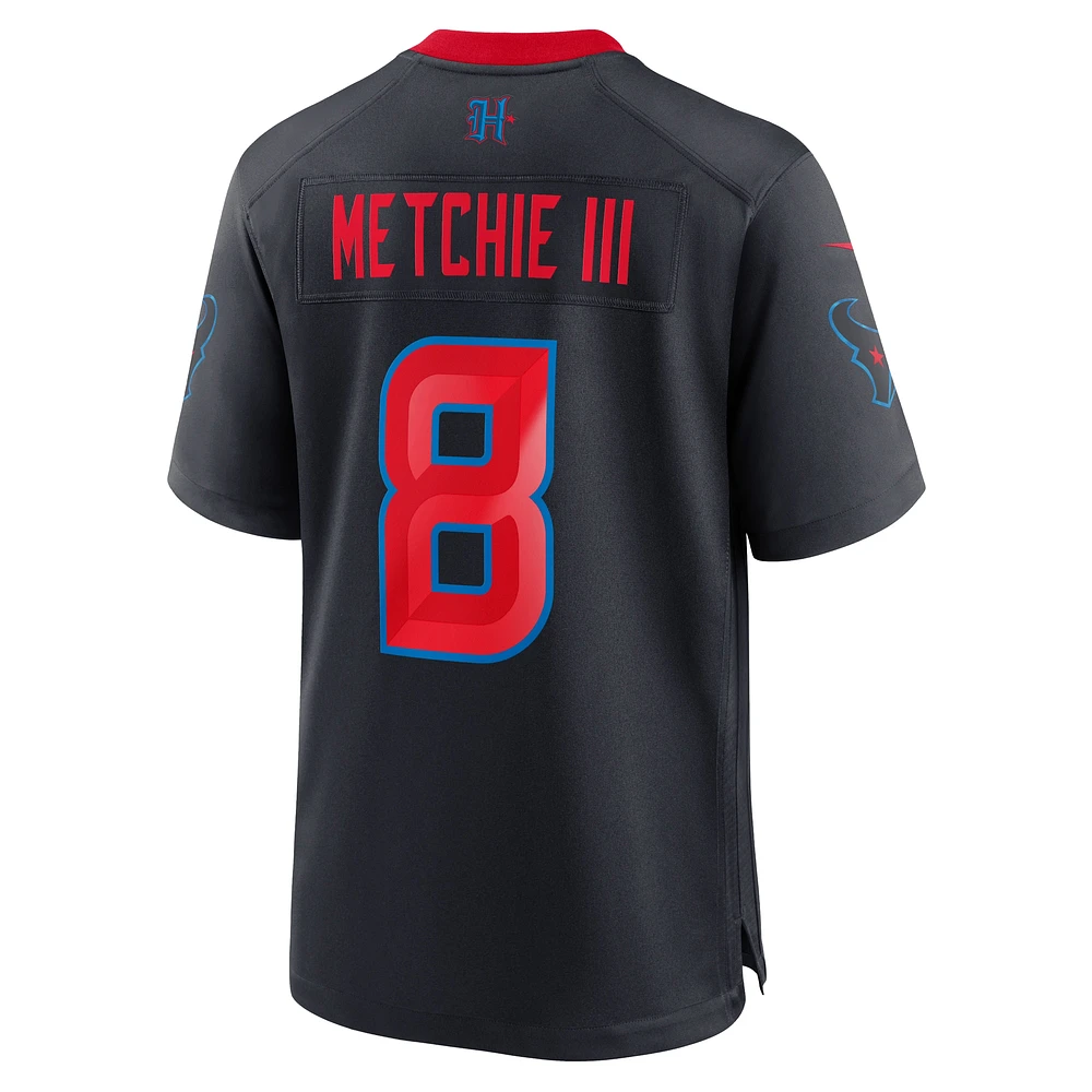 Maillot Nike John Metchie III bleu marine pour homme, deuxième match alternatif des Houston Texans