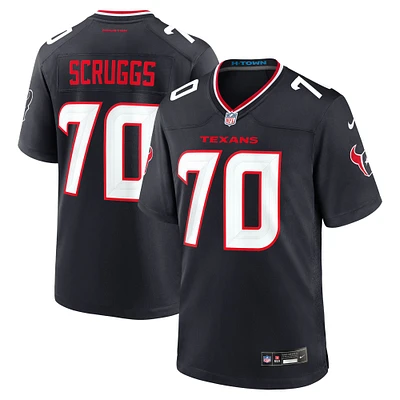 Maillot de match Nike Juice Scruggs bleu marine pour homme des Houston Texans