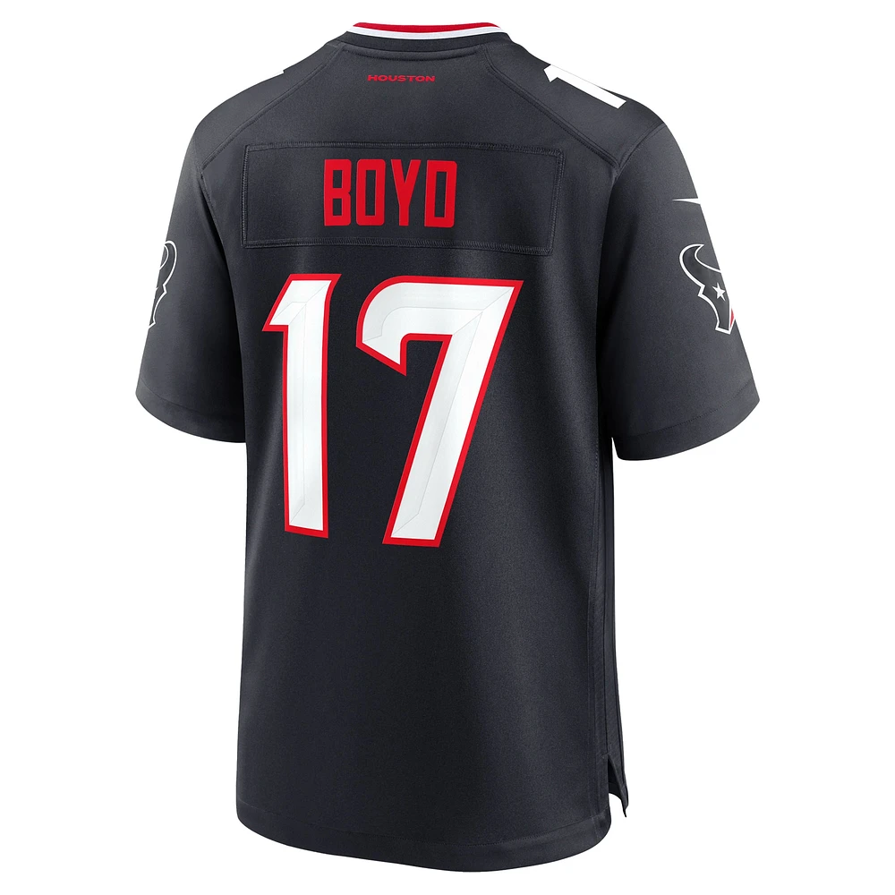 Maillot de match Nike Kris Boyd bleu marine pour homme des Houston Texans