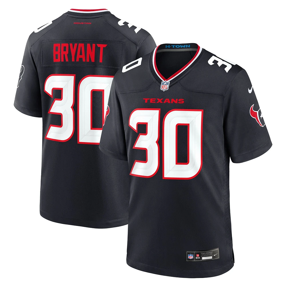 Maillot de match l'équipe des Houston Texans Nike Myles Bryant pour hommes, bleu marine