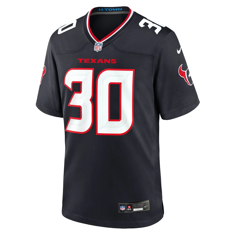 Maillot de match l'équipe des Houston Texans Nike Myles Bryant pour hommes, bleu marine