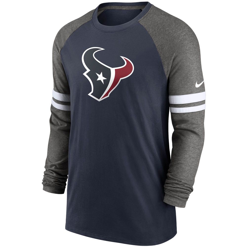 Men's Nike Navy/Charcoal Houston Texans Performance Raglan Long Sleeve T-Shirt