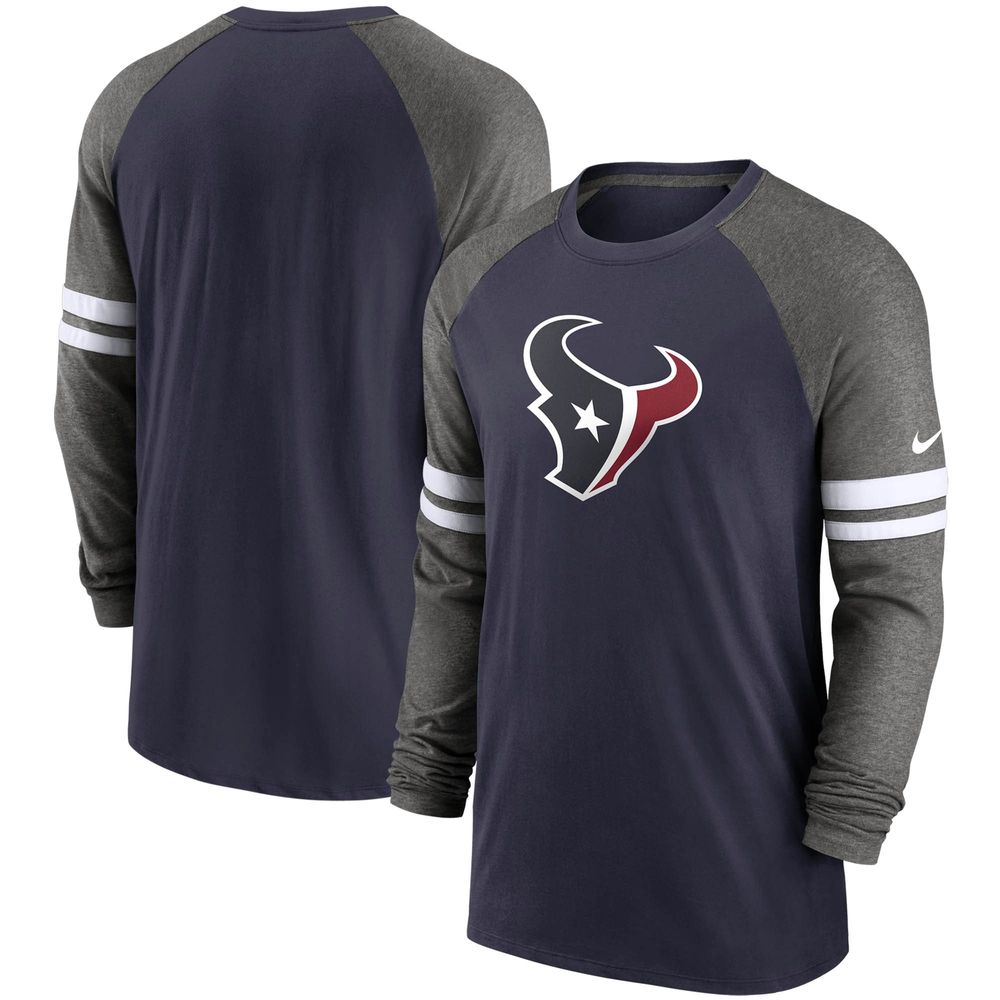 Men's Nike Navy/Charcoal Houston Texans Performance Raglan Long Sleeve T-Shirt