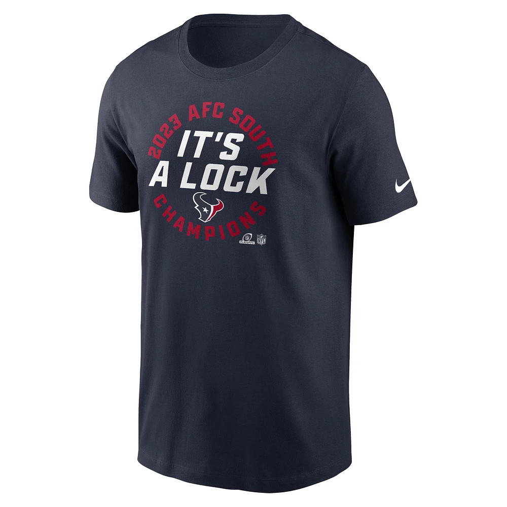 Men's Nike  Navy Houston Texans 2023 AFC South Division Champions Locker Room Trophy Collection T-Shirt