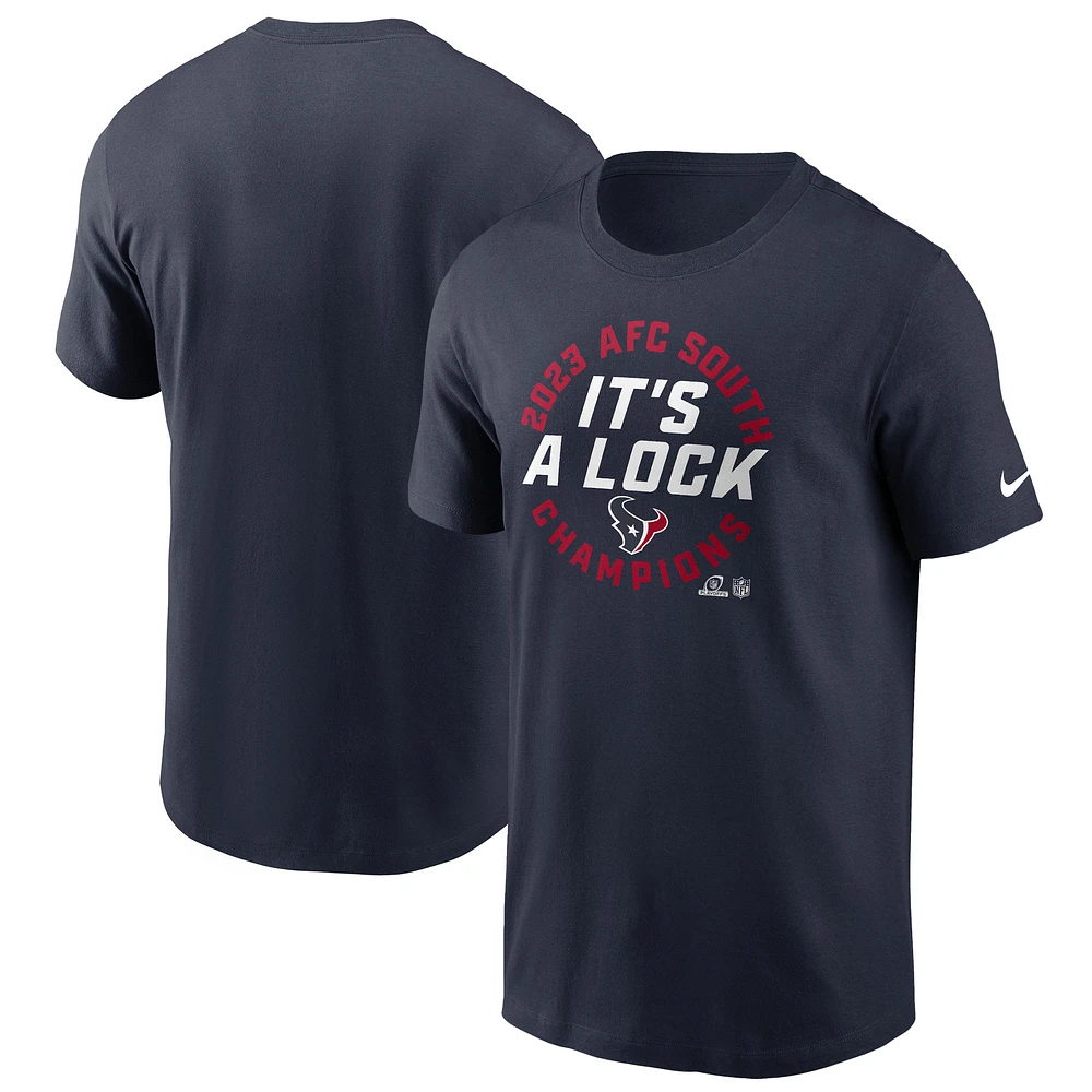 T-shirt Nike bleu marine Houston Texans 2023 AFC Division Sud Champions Locker Room Trophy Collection