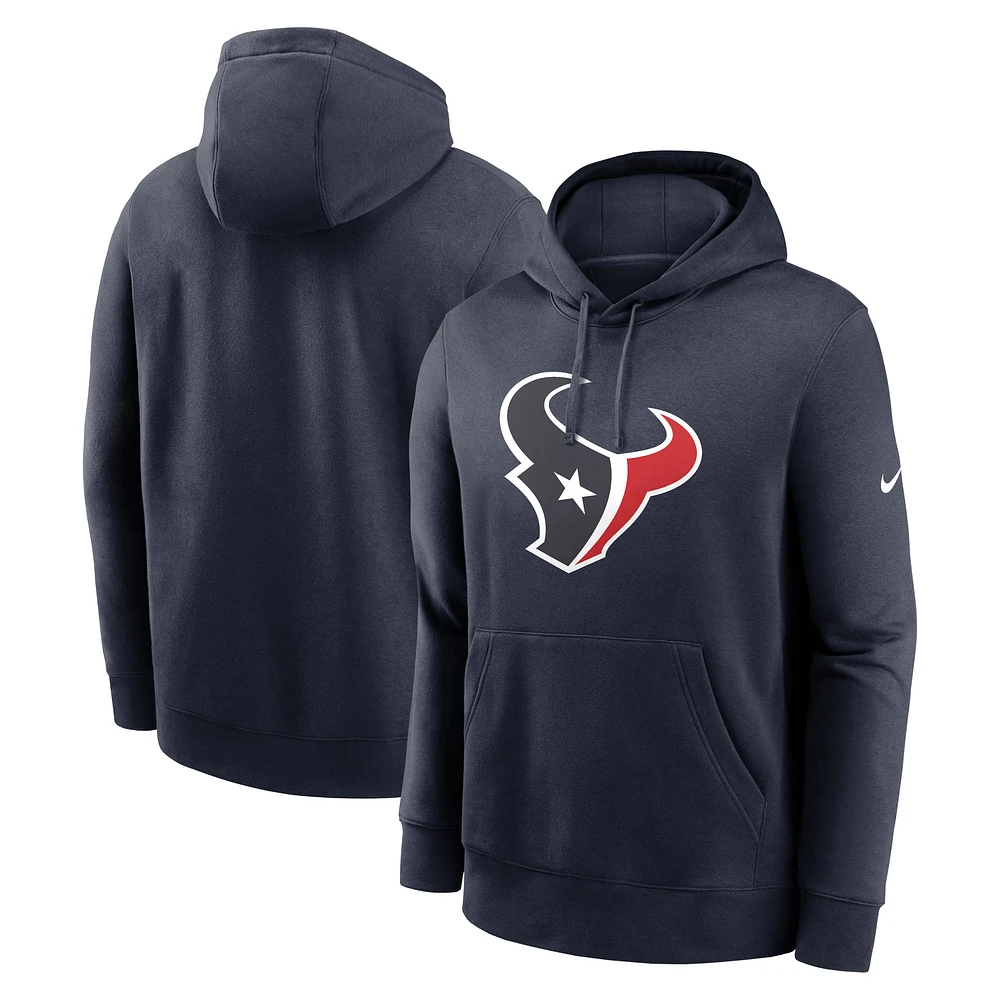 Sweat à capuche avec logo Nike Houston Texans Club pour hommes, bleu marine