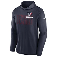 T-shirt à capuche et manches longues Nike Houston Texans Performance pour homme, bleu marine