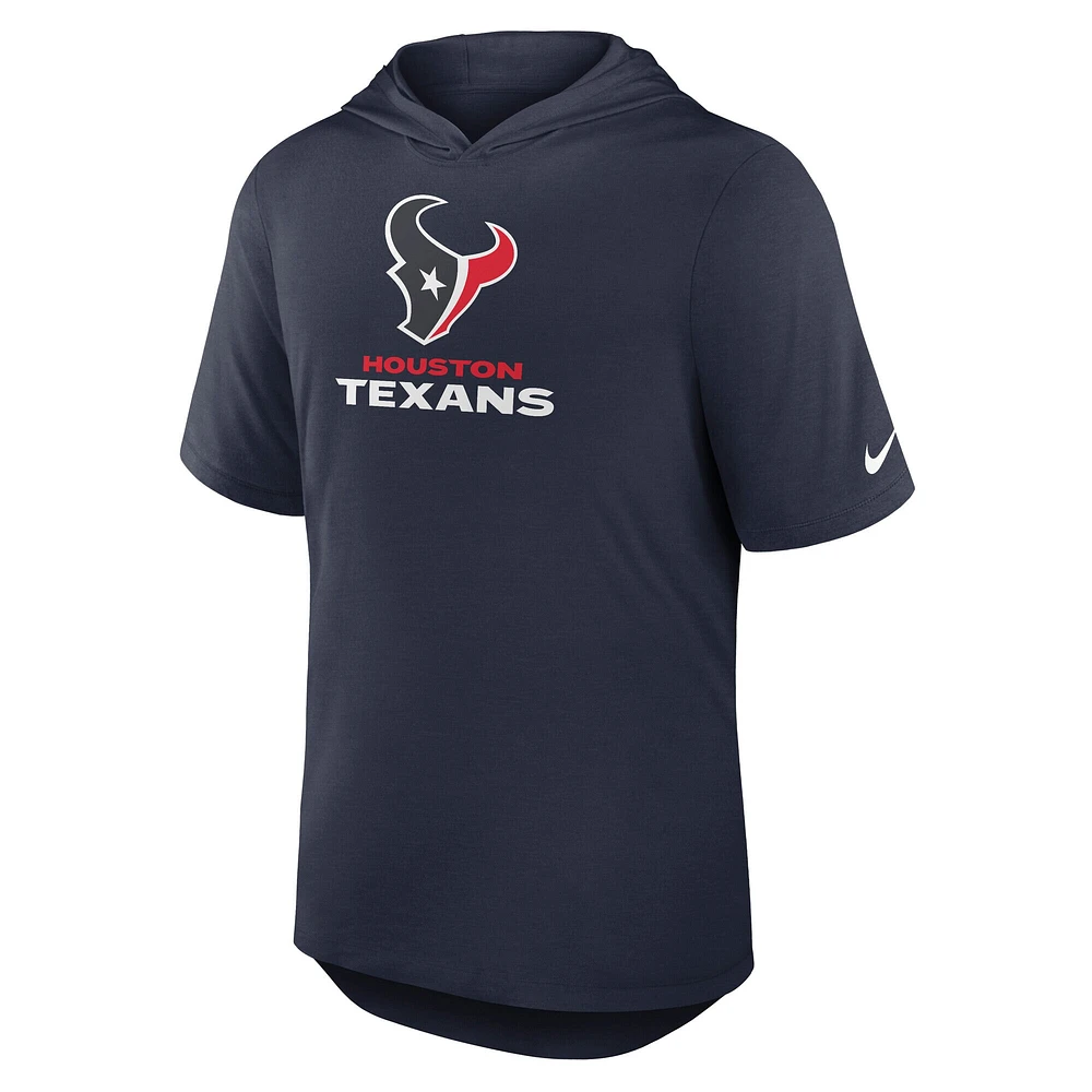 Men's Nike Navy Houston Texans Lockup Tri-Blend Hoodie T-Shirt