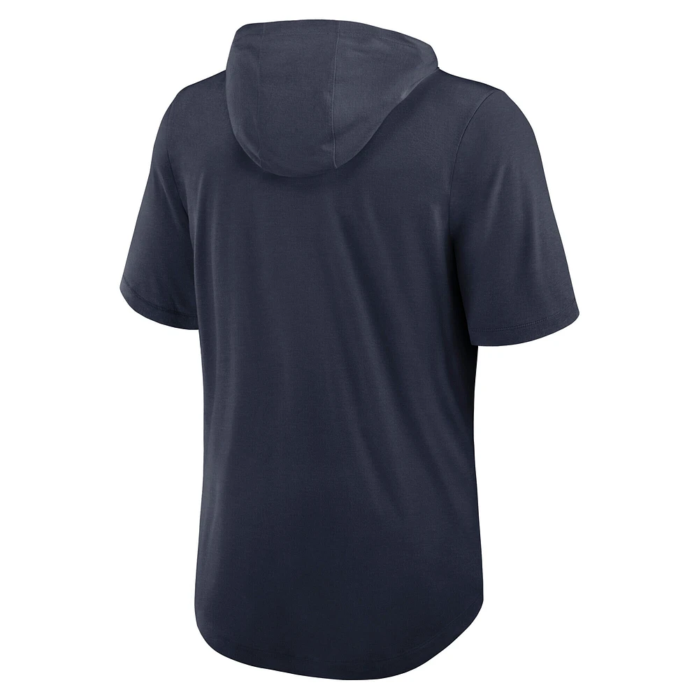 Men's Nike Navy Houston Texans Lockup Tri-Blend Hoodie T-Shirt