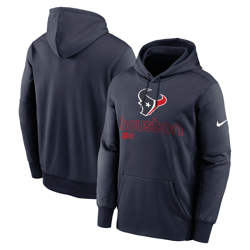 Sweat à capuche Nike bleu marine Houston Texans Performance pour homme