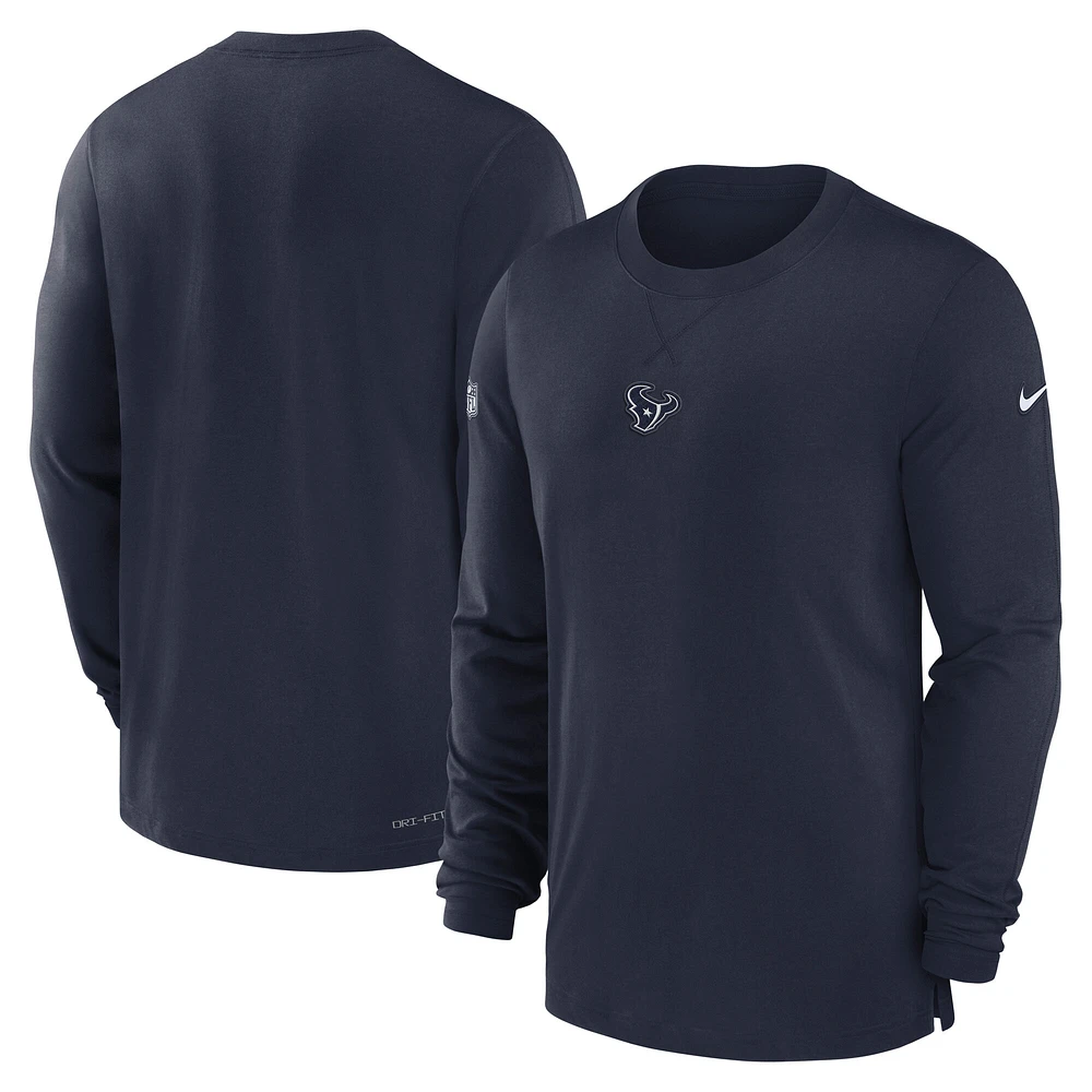 Men's Nike Navy Houston Texans Player Long Sleeve Performance T-Shirt