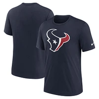 T-shirt à trois mélanges Nike Houston Texans Rewind Logo pour homme, bleu marine