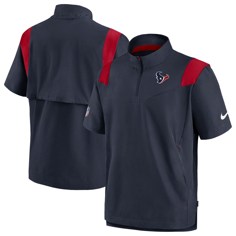 Men's Nike Navy Houston Texans Sideline Coaches Chevron Lockup Pullover Top